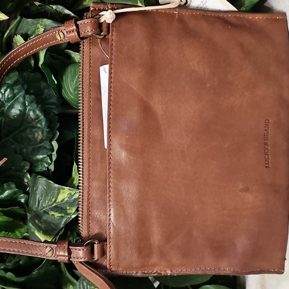 Lucky Brand NWT Gaby Crossbody 2 Face Tan Leather/Suede Patchwork Bag - Picture 5 of 11